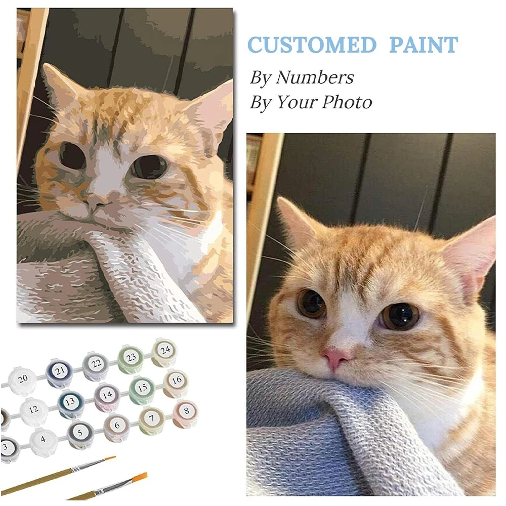 Custom Personalized Paint by Number DIY Canvas Oil Painting Make Your Photo, Acrylic Paint Color Paint by Number Set