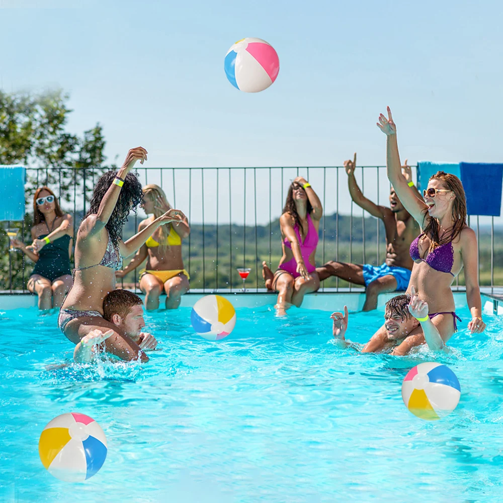 10 szt. Kolorowe piłka dmuchana balony basenowe do zabawy w zestaw do zabawy w wodzie balony Sport na plaży fajne zabawki do piłki dla dzieci