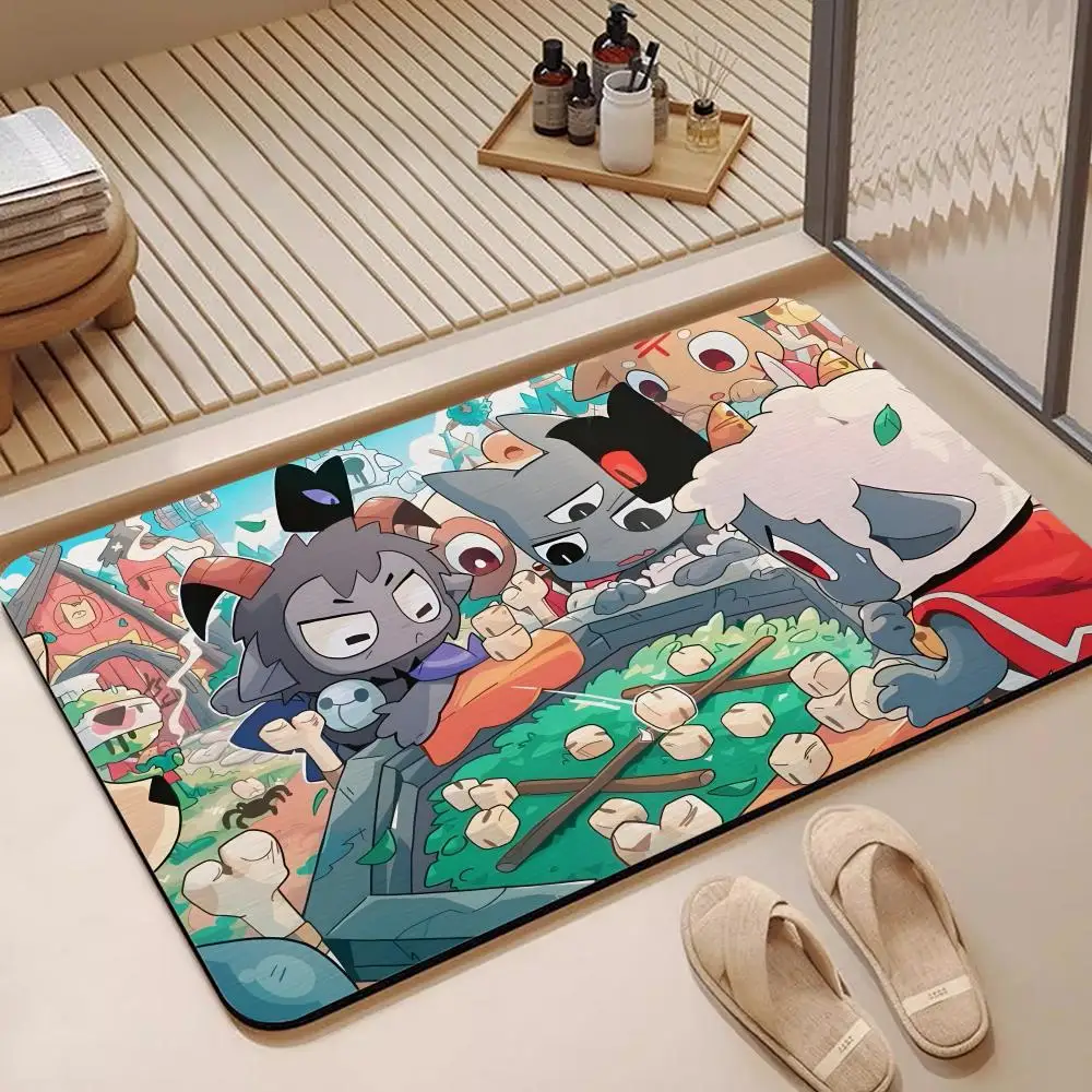 Floor Mat Diatomite Bath Mat, Quick Dry, Absorbent, Multi-Scene Mat Game C-Cult of the L-Lamb
