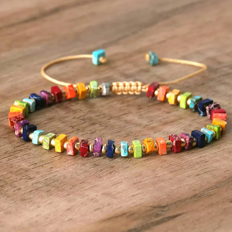 1 Exquisite Rainbow Color Fashion Colourful Beaded Bracelet for Men and Women Party Gifts Adjustable