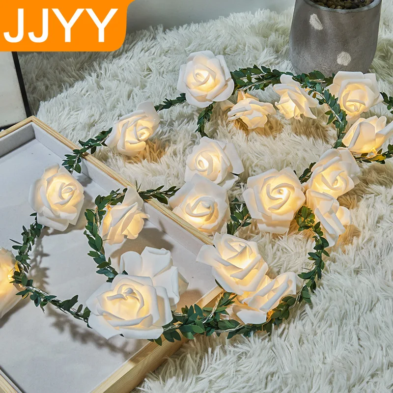 

Розовый Рождественский фонарь, светодиодные фонари, зеленый лист, виноградная лоза, сказочное освещение, украшение для семейной вечеринки, 1,5 м, 3 м, 6 м