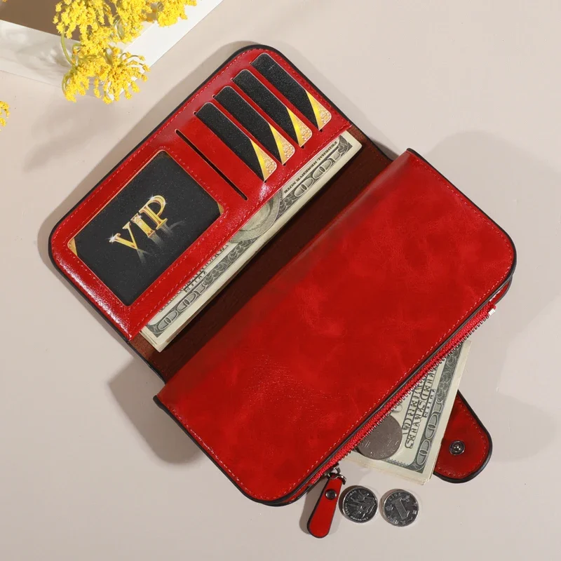 محفظة رجالية بسحاب طويل، محفظة من جلد البولي يوريثان عالي الجودة، حقيبة يد رجال الأعمال، محفظة حامل بطاقة الائتمان، للرجال #4