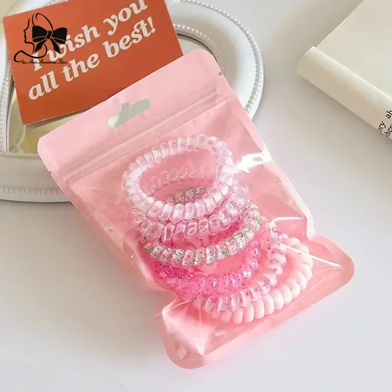 New 6Pcs Candy Color ElasticHair Ties Korean Accessories for Girls Hair Bands  Frosted Spiral Cord Rubber Rope Stretch Headwear