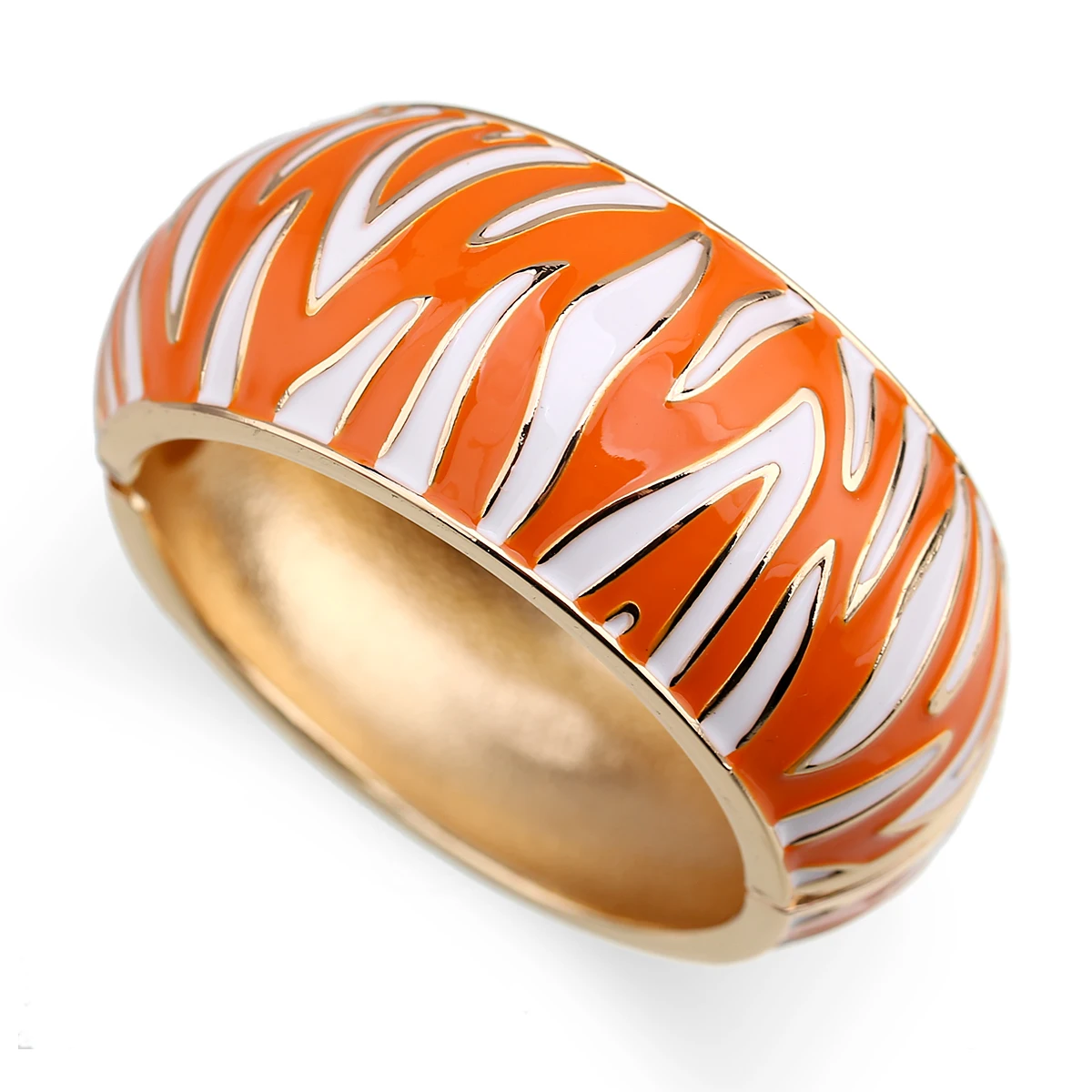 New Arrival Golden Plated Zebra-Print Shape Round Bangle Cuff Bracelet for Women Party Prom Wedding Gift Jewelry 2 Colors