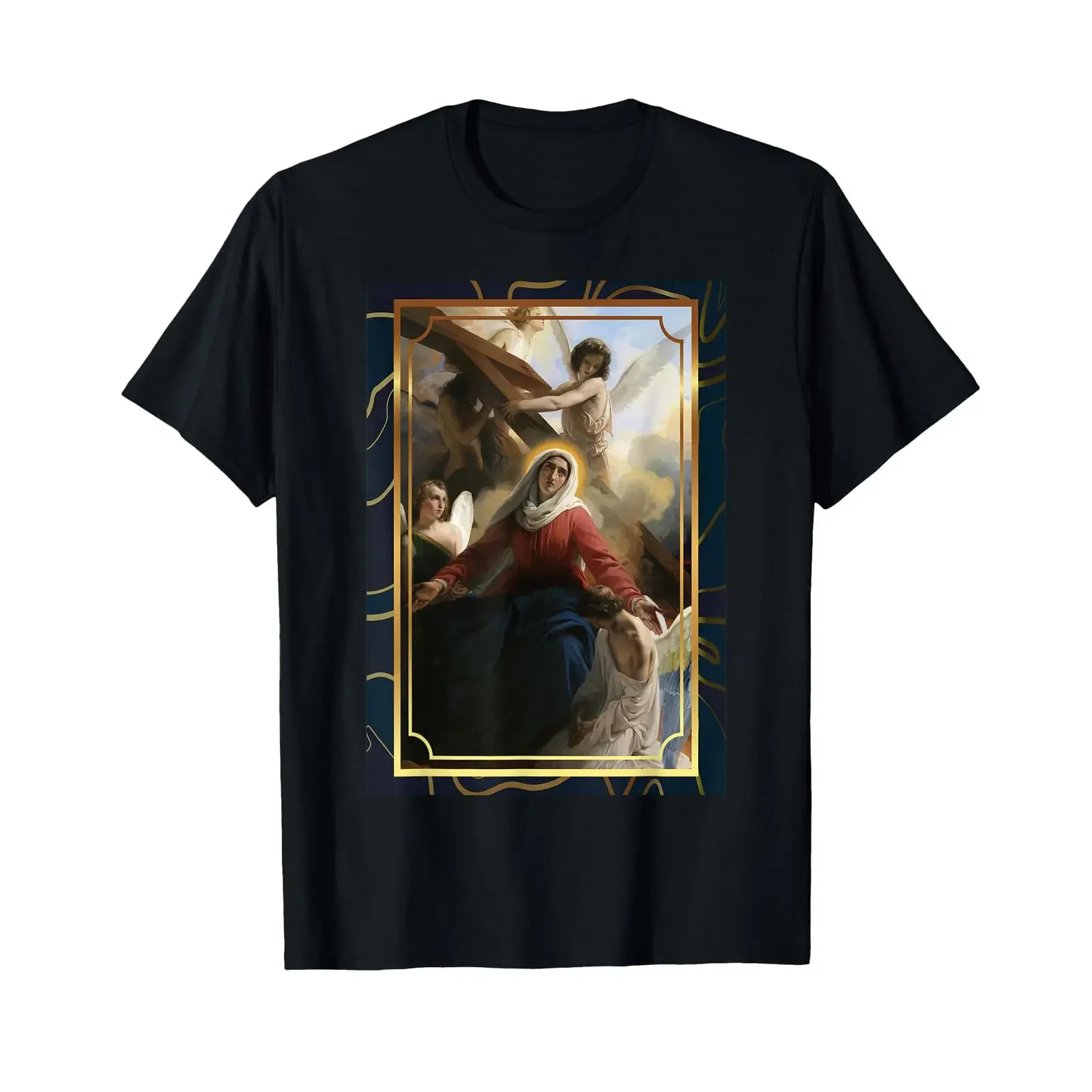 Our Lady of Sorrows Painting Mater Dolorosa Sorrowful Mother T Shirt vintage Washed Unisex Soft Top For Everyday Wear homme
