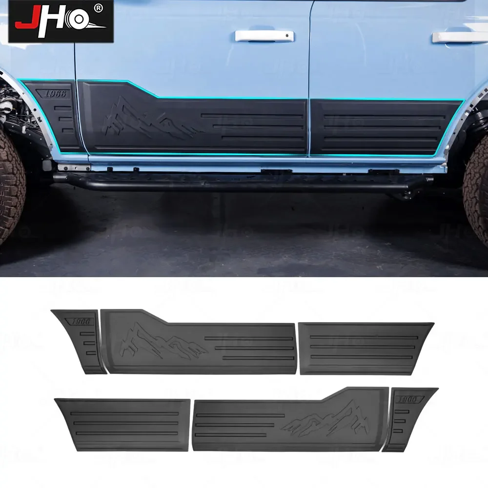 JHO Car Side Door Panel Overlay Strip, Guarnição protetora preta Fit para 2.3T, 2.7T, 3.0T, Ford Bronco 2022, 2023, 2024, Acessórios, 6Pcs