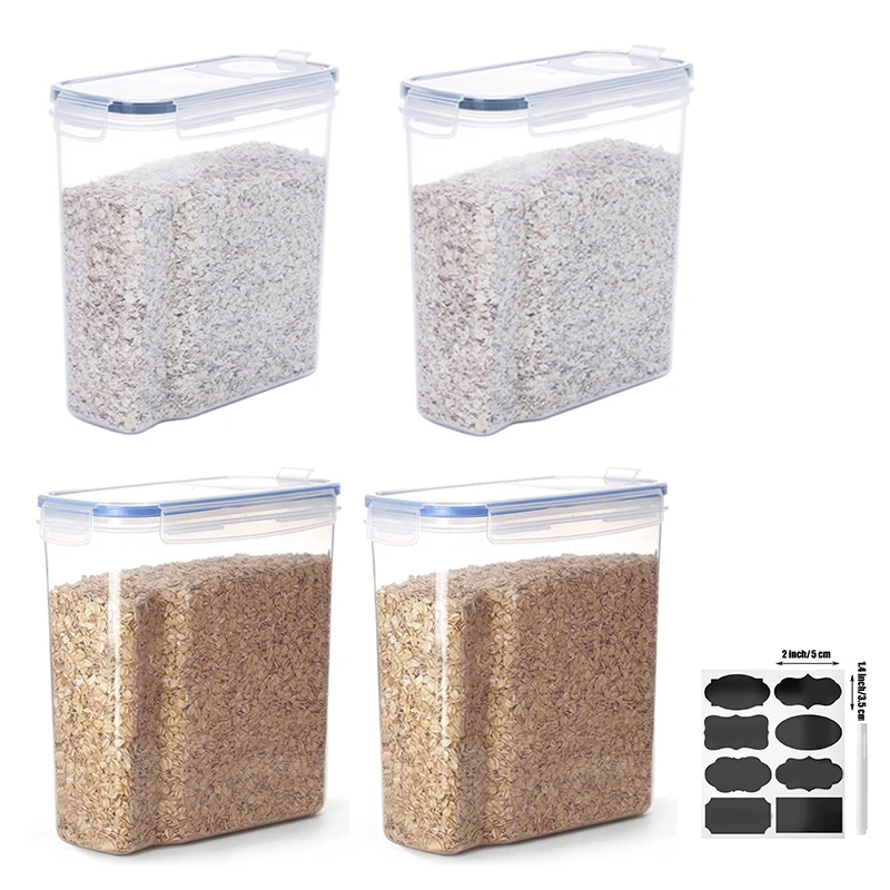 

4 Pack 4L Airtight Dry Food Storage Container, Cereal Dispenser, Canister for Sugar & Flour, Large Capacity