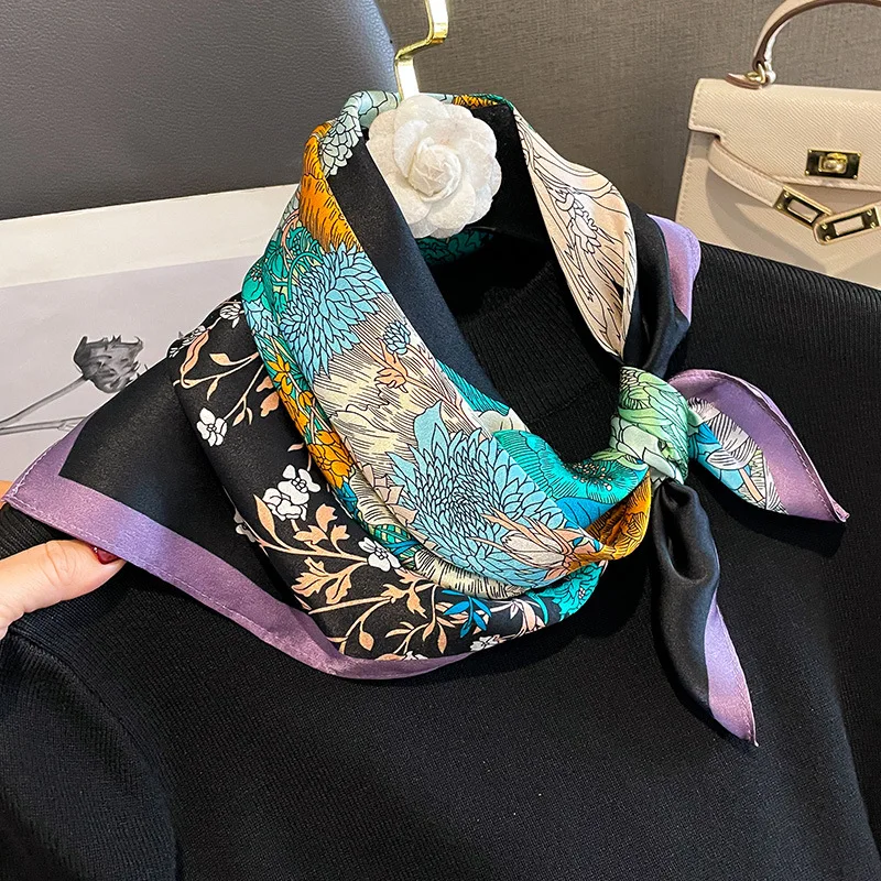100% Real Silk Scarf Women Square Neck Tie Wrist Shawls Wraps for Ladies Foulard Scarves Pashmina Female Hijab Bandana Bufanda