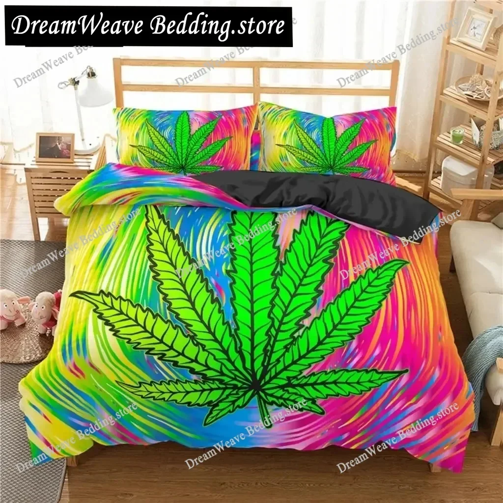 New Arrival Weed Leaves Bedding Set Single Twin Queen King Size Quilt Cover Pillowcase Duvet Cover Polyester Comforter Cover9639