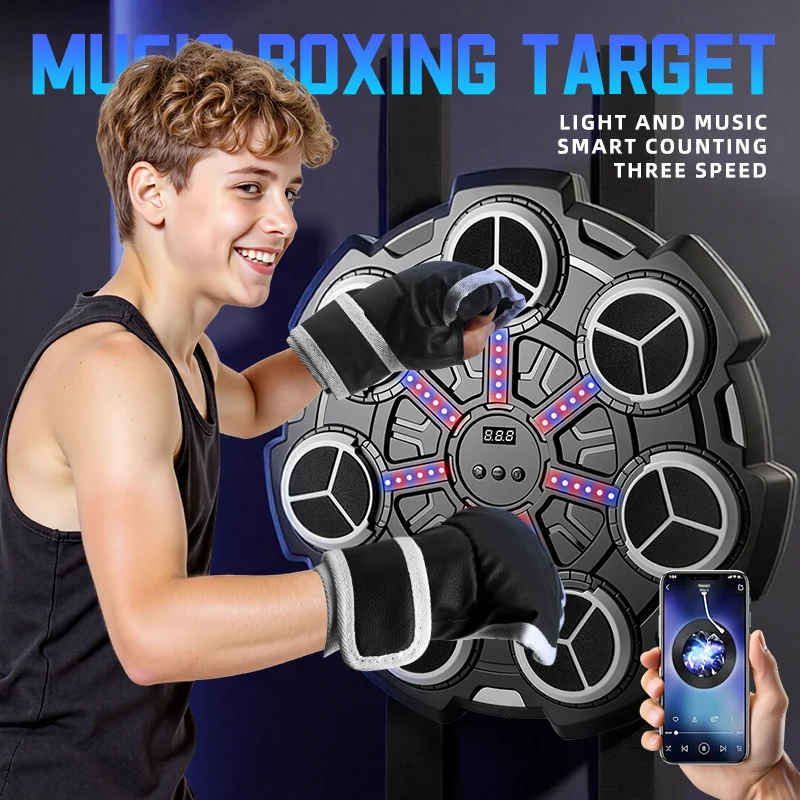 Wall-Mounted Smart Music Boxing Target, Equipped with 7 Striking Zones, Supports Bluetooth Connection, Light Counting, and Can Be Used for Reaction Training. the Striking Pad Is an Indoor Fitness Device Suitable for Children and Adults, Used for Stress Relief