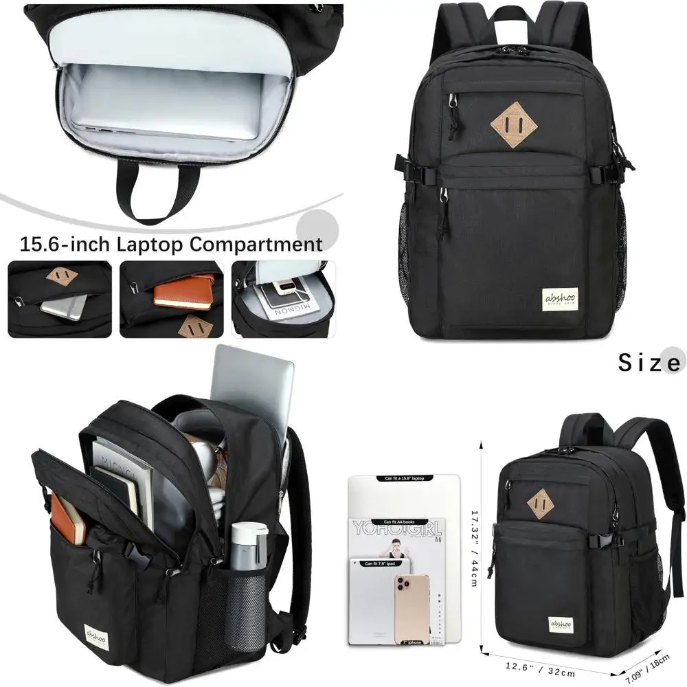 

29L Large Capacity College Backpack for High School Students - Casual Daypack for Travel and School (Black)