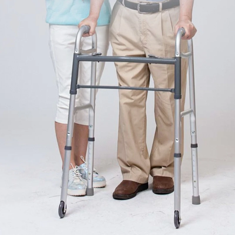  مشاية كبار، أداة مساعدة على التنقل من الألومنيوم قابلة للطي، حامل دعم مضاد للانزلاق مع عجلات، مشاية لإعادة تأهيل ما بعد السكتة الدماغية #2