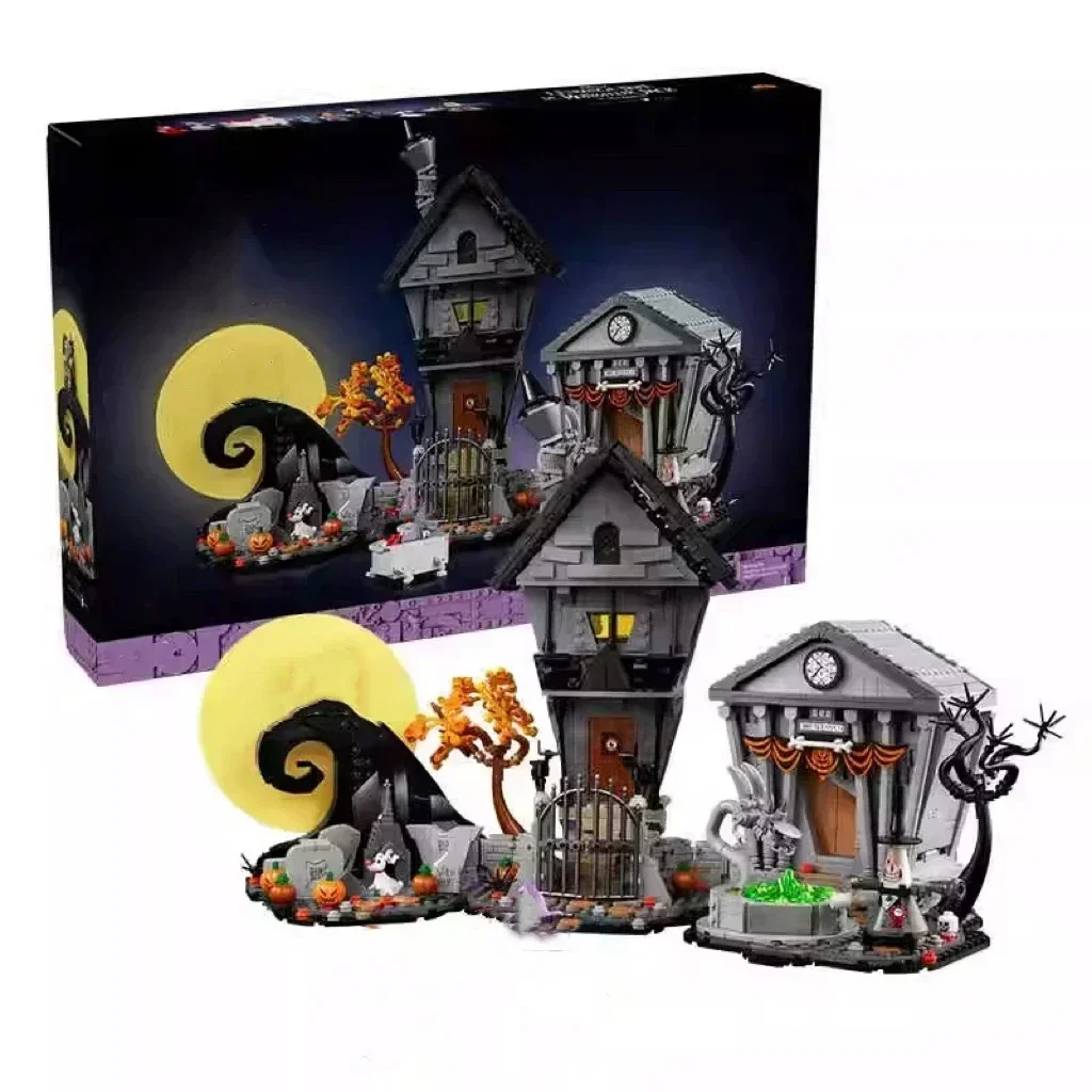 Moc 21351 Nightmare Before Christmas House Building Blocks Set Fantasma Scheletro Capanna Mattoni Fai Da Te Giocattoli Per Bambini Regalo di Halloween