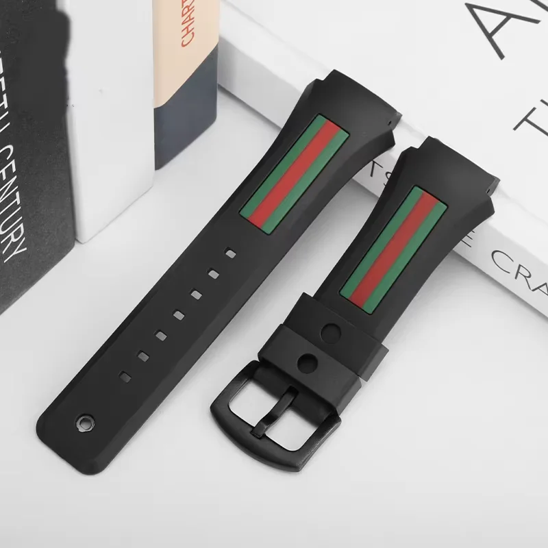 29-21mm Watch Band For Gucci YA137/YA137107A Rubber Watch Strap Dedicated Protruding Port Waterproof Man Black Watch Bracelet