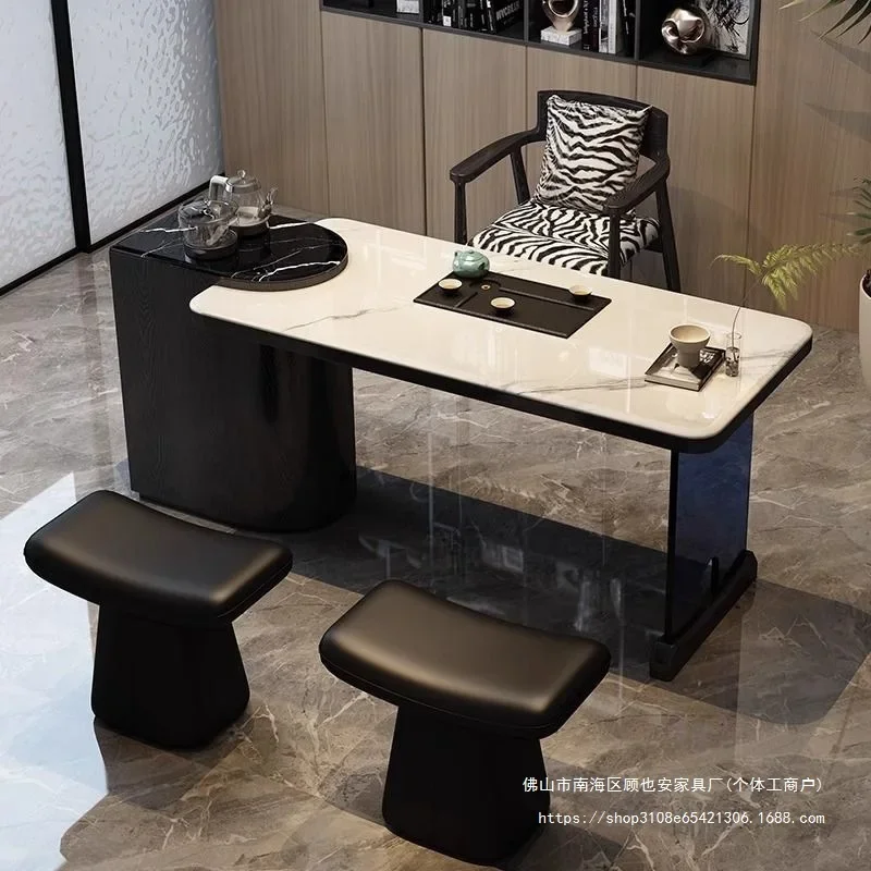 Simple slate drinking tea table and chair combination living room home office tea table set integrated