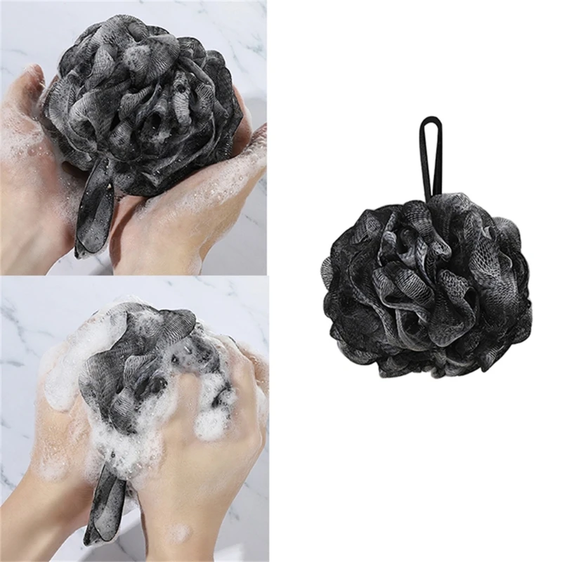 Black Bamboo Charcoal Bath Balls Bath Flower Bath Loofah Shower Pouf Scrubber 918D