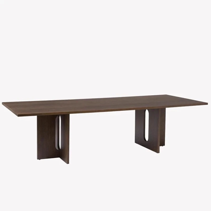 Italian minimalist solid wood dining table, modern Nordic rectangular desk, wabi sabi medieval long table