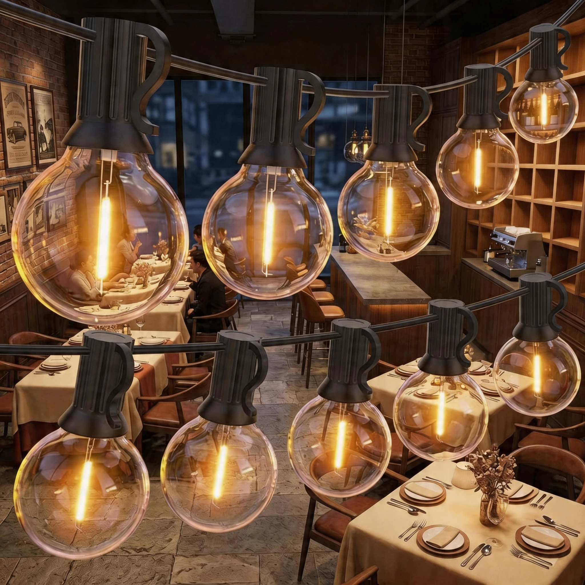 

G40 Edison String Lights, 21FT/37Ft/54FT Globe String Lights with Bulbs-Indoor/Outdoor Commercial Decor