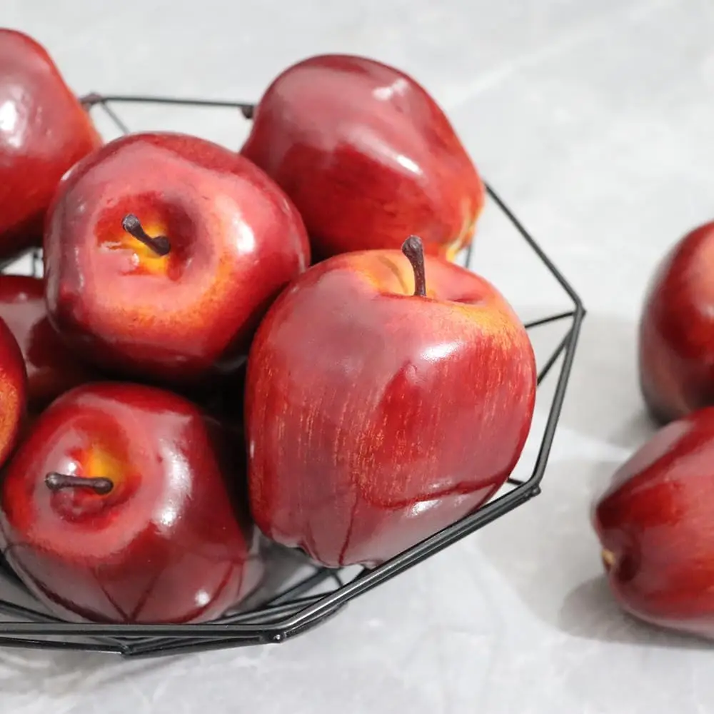 6PCS Artificial Apples Fake Lifelike Fruit Realistic Decoration Party Festival Wedding Kitchen Home Decorative Photography