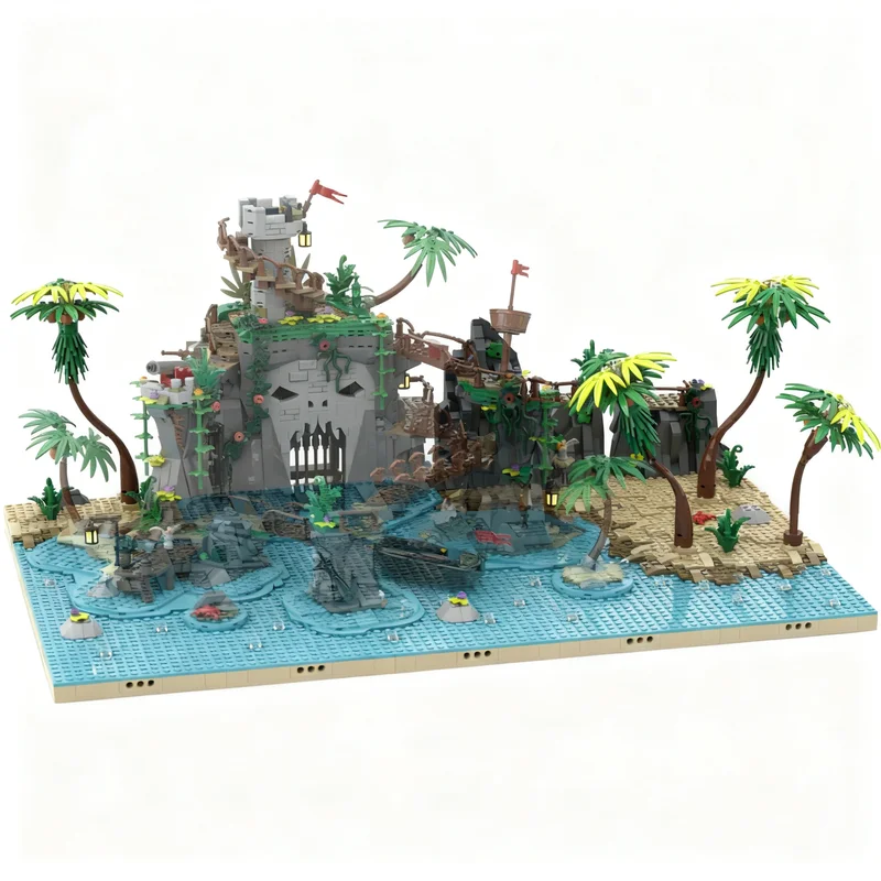 

NEW 1084PCS Medieval Pirate Series Diorama Ominous Isle Model Display DIY Creative Ideas ChildToy AssemblyPuzzle Gift 910038