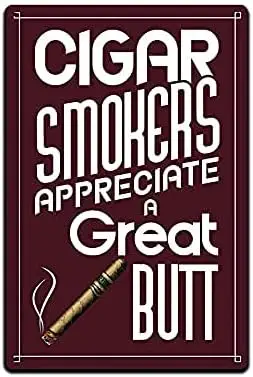 JP's Parcels Tin Signs Cigar Wall Decor - Metal Sign for Man Cave Bar Smoking Room 12 x 8 in. Cigar Smokers Appreciate A Gr
