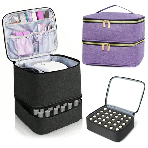 Bolsa de almacenamiento de esmalte de uñas, bolsa de aceite esencial, herramienta cosmética portátil para el cuidado de las uñas, Kit de cuidado de uñas, caja de almacenamiento, organizador de 30 compartimentos