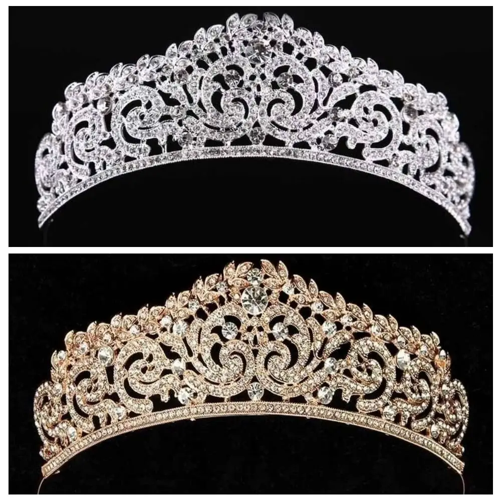 Elegant Shiny Rhinestone Tiara Alloy Baroque Princess Crown Headwear Headband Crown Hair Accessory Hair Jewelry Accessorie