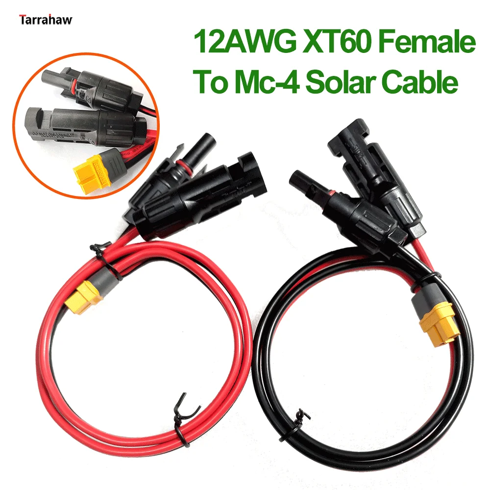 Solar to XT60 Female 12AWG Charge Extension Wire with MC-4 to XT60 Adaptor Wire for XT60 Male Port Portable Power Station