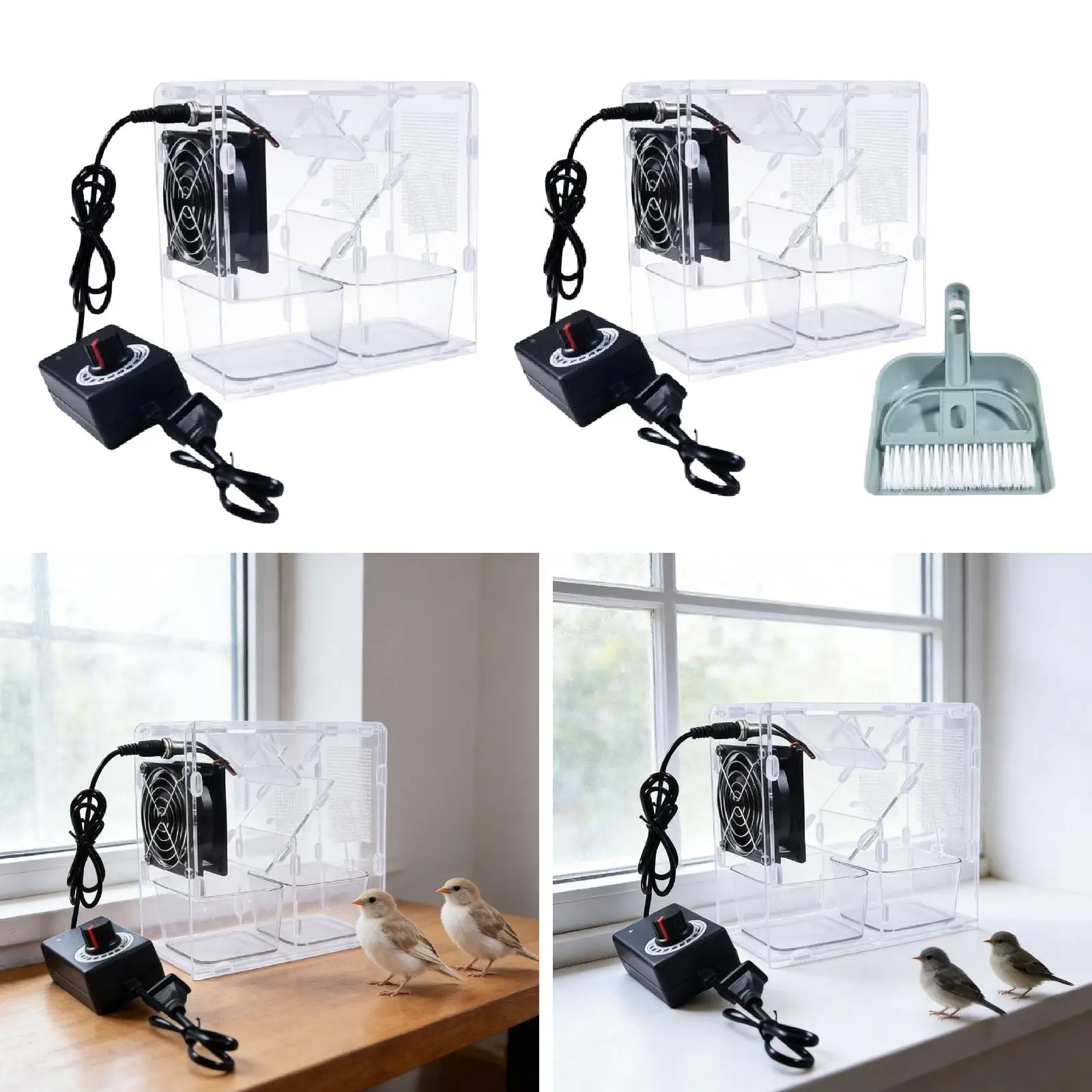 Bird Seed Cleaner Acrylic Winnower Machine Portable Shell Separator for Millet Rice Beans Feeding