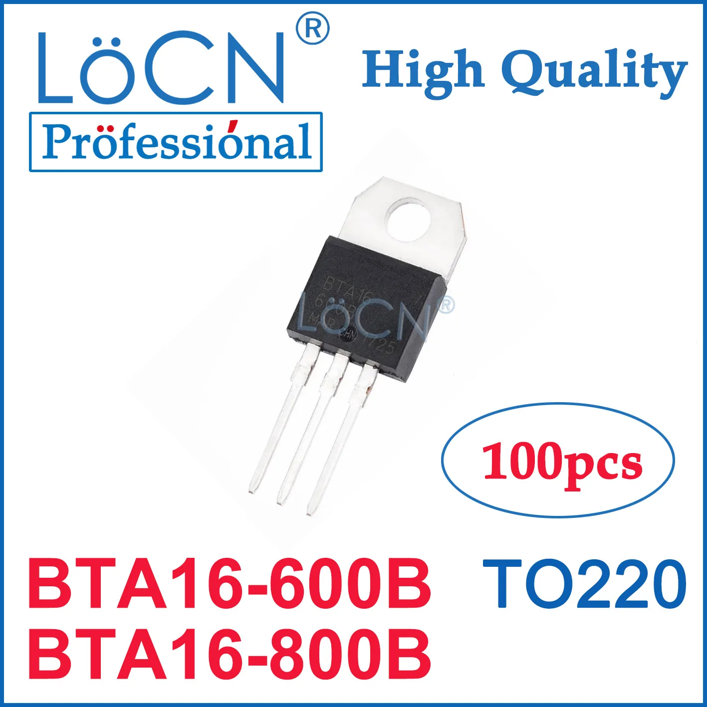 LoCN 100pcs BTA16 BTA16-600B BTA16-800B TO220 TO-220 BTA16-600BRG 600V 800V bidirectional Chinese Big Chip High Quality