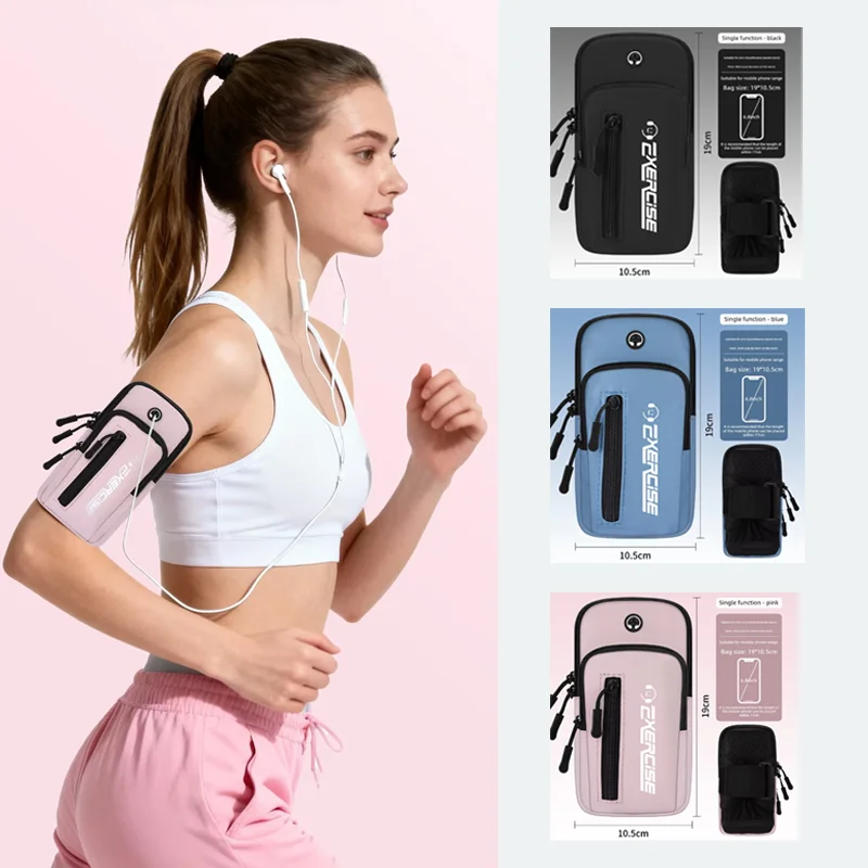 Multifunction Wrist Running Bags Zipper Outdoor Cycling Fitness Phone Arm Pouch Equipped with headphone jack Card key storage