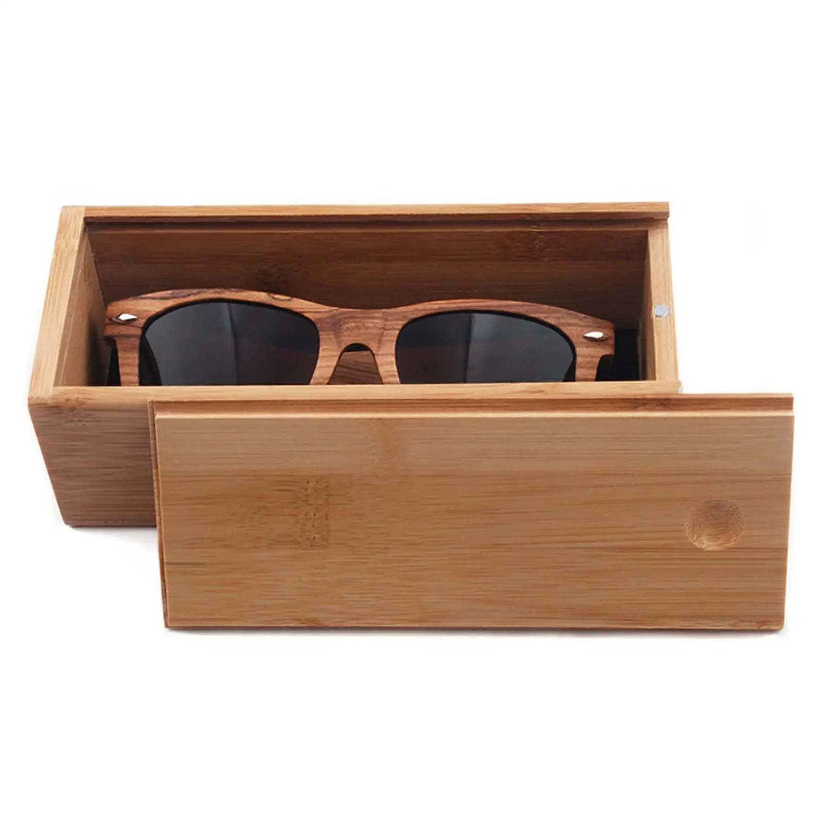 

Sunglass Organizer Sliding Lid Bamboo Wood Box for Eyeglasses for Sunglasses