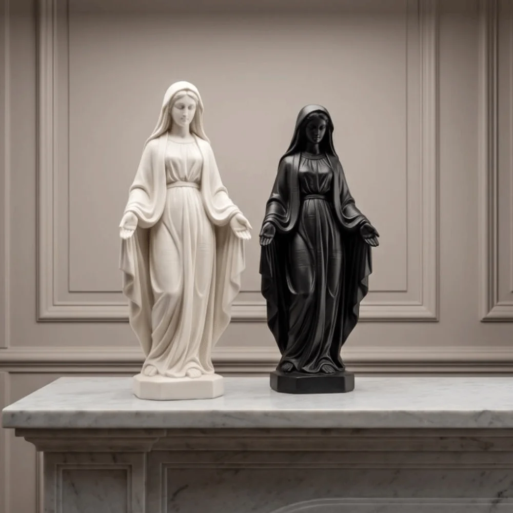 3D Printed Mini Virgin Mary Figurine Plastic Faith Blessed Mother Decor Statue Artistic Minimalist Blessed Mother Ornament