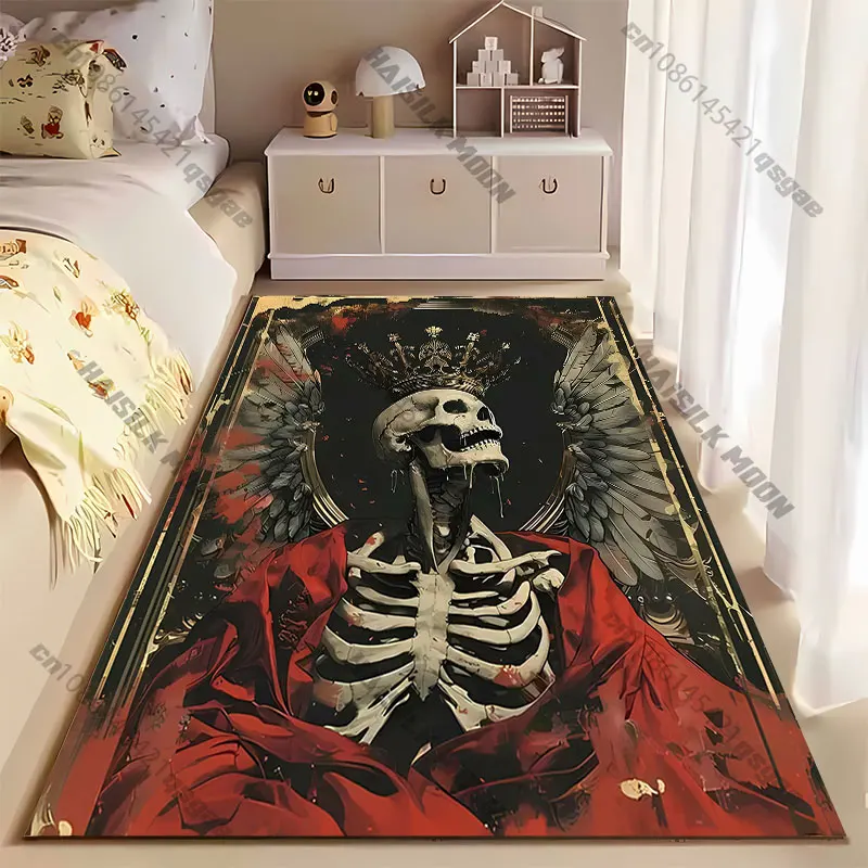 Skeleton wearing crown with wings carpet Yoga living room room decor children's crawling mat doormat area rug games mat