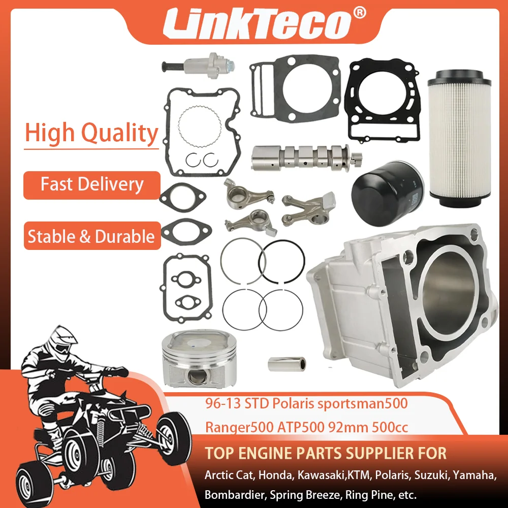 ATV 96-13 STD Bore 92mm 500cc Cylinder Piston Camshaft Rocker Arm Top End Gasket Kit For Polaris Ranger Xplorer Sportsman 500