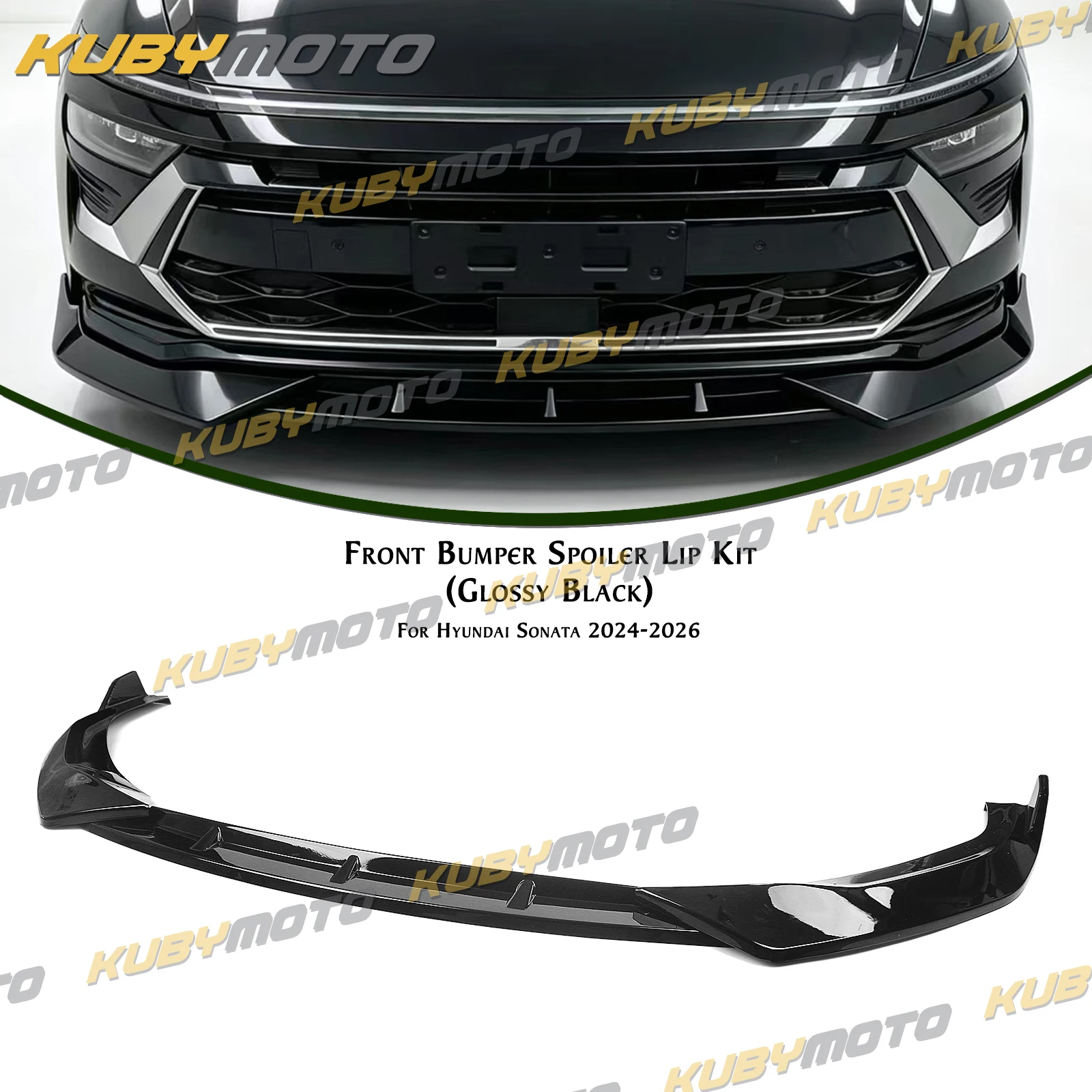 3PCS Front Bumper Spoiler Lip For Hyundai Sonata 2024-2026 Standard Version Lower Splitter Chin Blade Guard Protector Cover Kit