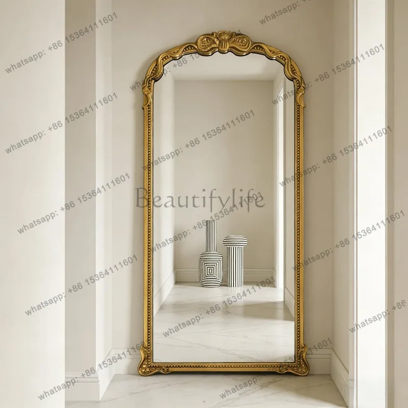 Wooden Luxury Decorative Mirror Vintage Wall Standing Decorative Mirror Floor Full Length Akcesoria