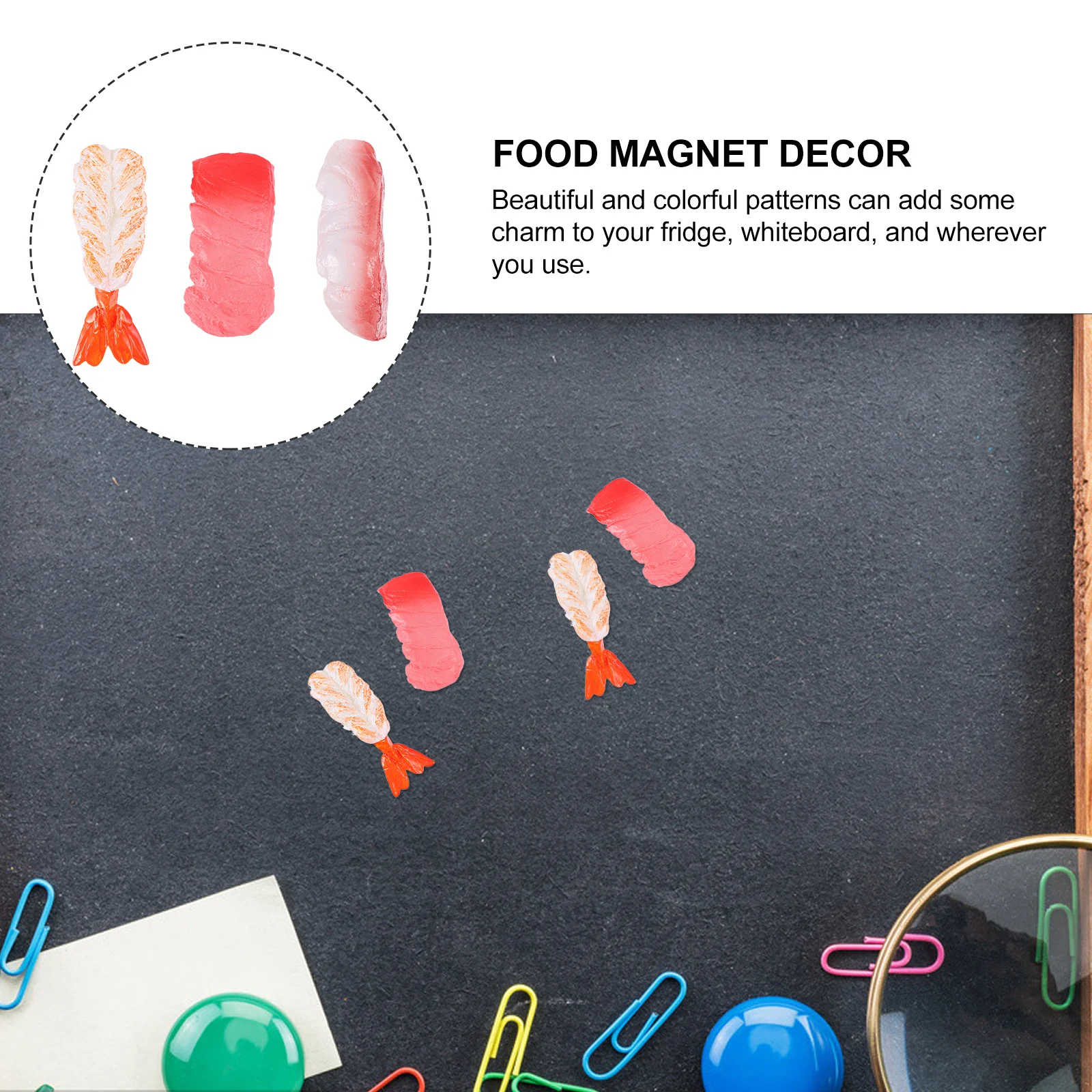 

3Pcs Sushi Refrigerator Magnets Food Design Reusable Fridge Magnet Decoration Kitchen Cabinet Whiteboard Magnet