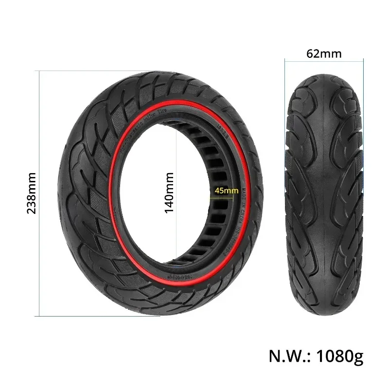 Comfort Shock-Absorbing 10x2.5 Solid Honeycomb Tire for Ninebot Max G30/G30LP Puncture-Proof Anti-Burst Scooter Tyre Replacement