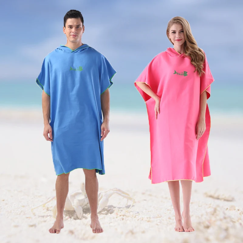 Surf Poncho Changing Towel Hood Microfiber Beach Blanket Bath Towel Swim Towel Wetsuit Beach Poncho for Adults