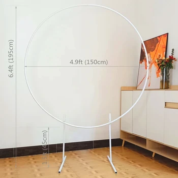 Round Metal Heightened Arch White Iron Background Cover Stand Birthday Party Background…