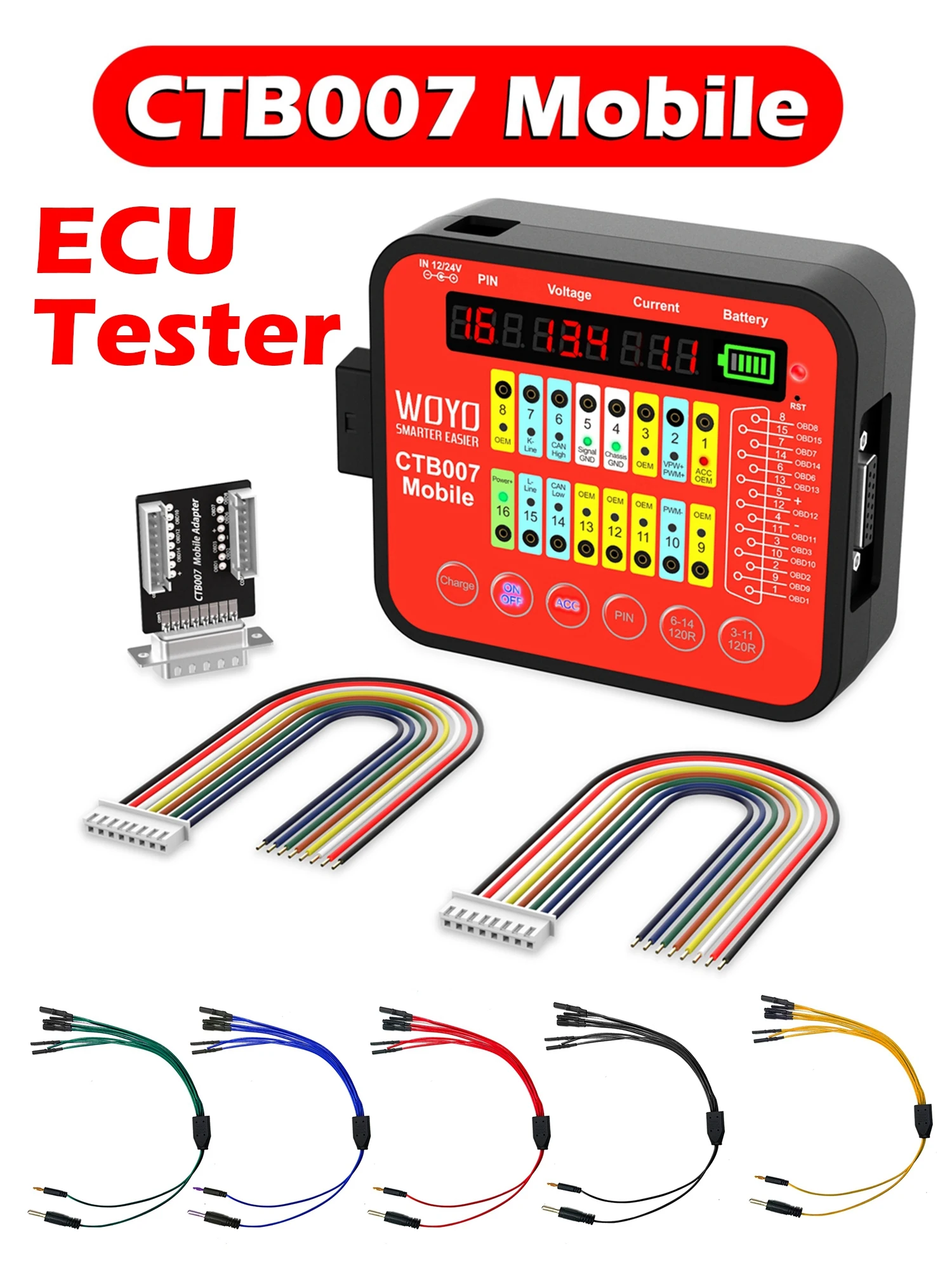 WOYO CTB007 Mobile ECU-Leiterplattenprüfgerät, tragbare mobile Version des Akkus, CAN-Tester-Box mit 120 Ω-Schaltern – Detail 9