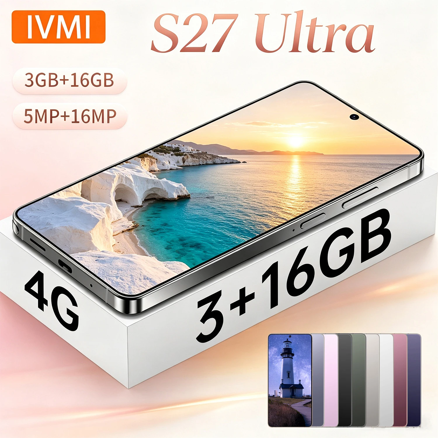 IVMI S 27 Ultra Unlocked 4G Smartphone 6.9 Inch Android10 3GB+16GB Dual SIM Global Version Google Play Budget Cell Phone