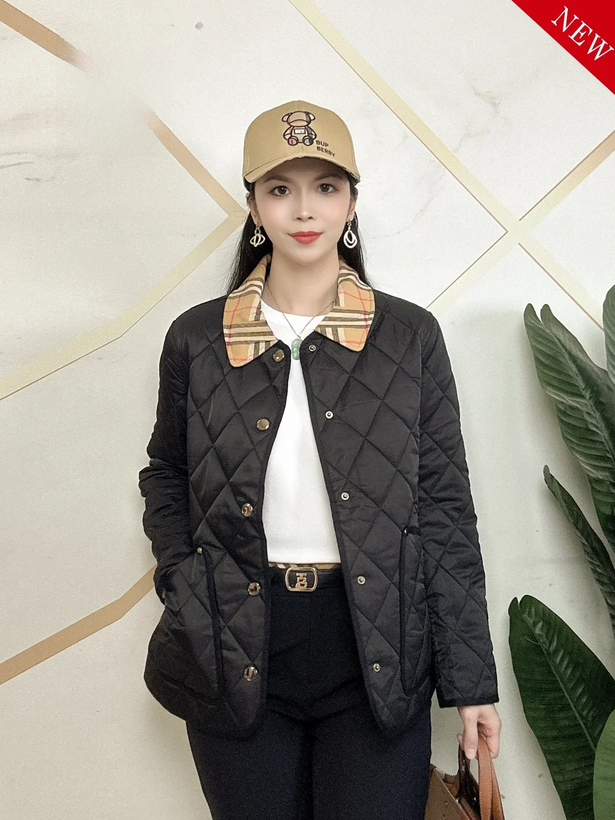 

Новая зимняя удлиненная хлопковая куртка с воротником в полоску, повседневная теплая модная женская одежда, пальто с ромбовидной вышивкой