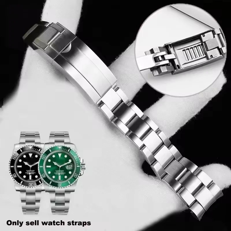 904 Stainless Steel For Rolex SUBMARINER DAYTONA SUP GMT Fine-Tuning Pull Button Clasp Strap 20mm 21mm men's Watch Chain