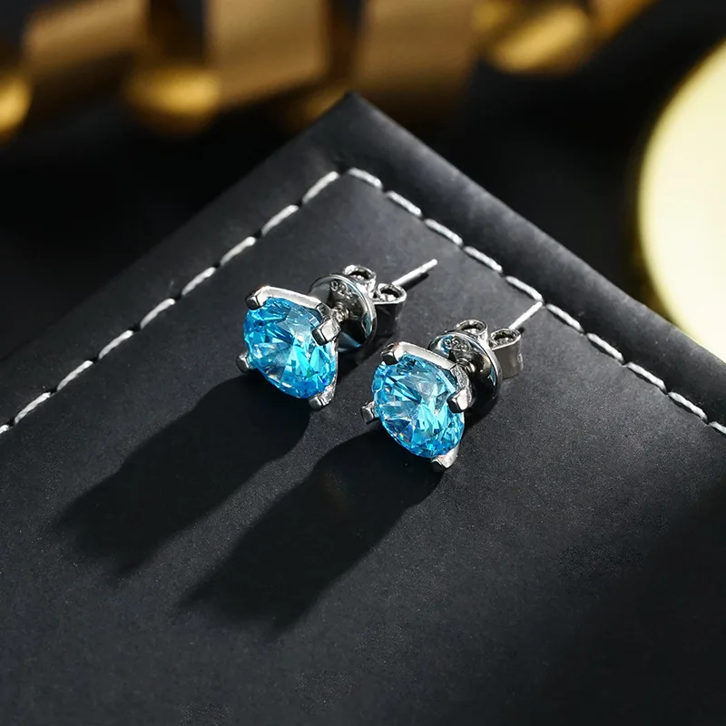 New S925 silver needle round ball stud earrings super flash, ear holes, sleep free fashion puncture jewelry