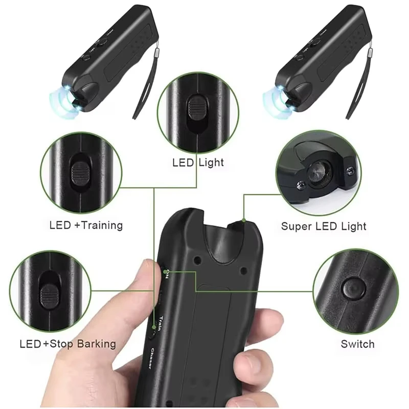 Ultrasonic Dog Repeller Anti-barking Device Pet Training Outdoor Deterrent Portable Chaser with LED Repels Cats & Dogs view 5