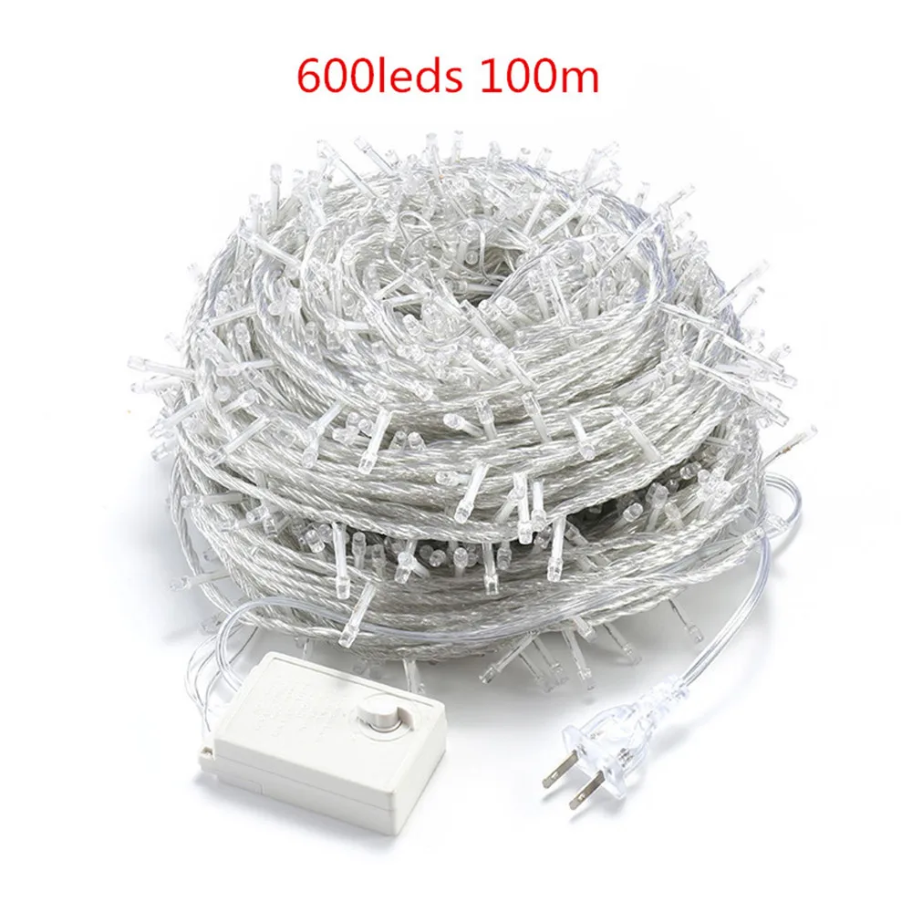 600Leds 100m Led String Fairy Light Christmas Lights 8 Modes Garland Lights For Wedding Party Holiday Lights Decorative 220V