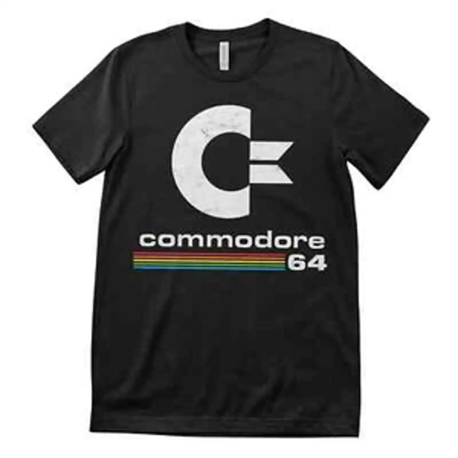Commodore C64 Vintage Logo Computer Men's T Shirt Black vintage Washed fashion homme Casual Stretched Versatile Breathable