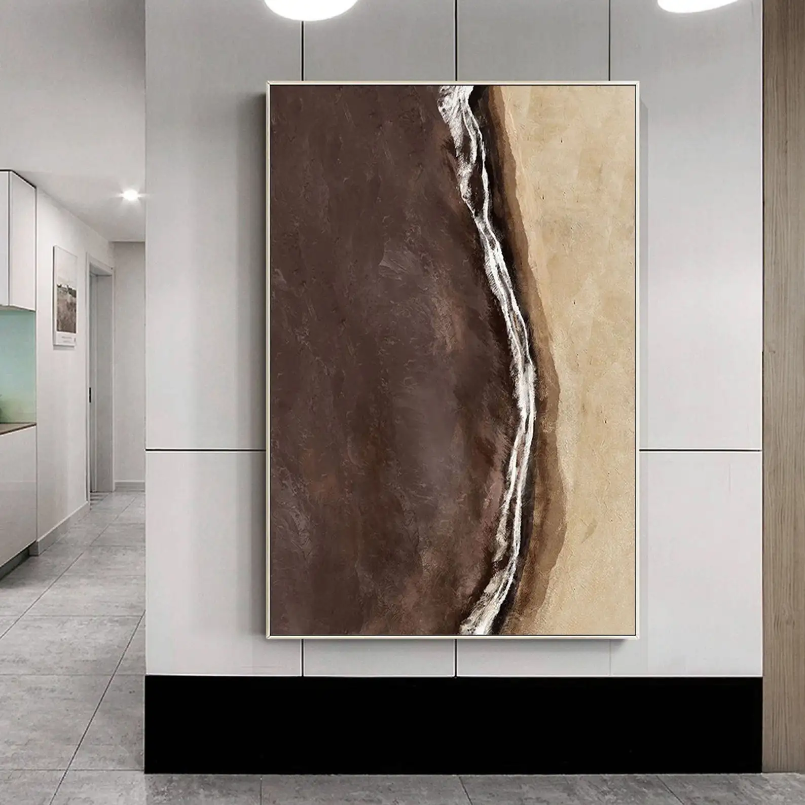 Mhemyo Large Original Beige Brown Abstract Minimalist Hand Painted Oil Painting Textured Canvas Modern Wall Art For Living Decor